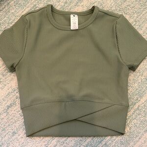 Yogalicious Sage Ribbed Crop Top